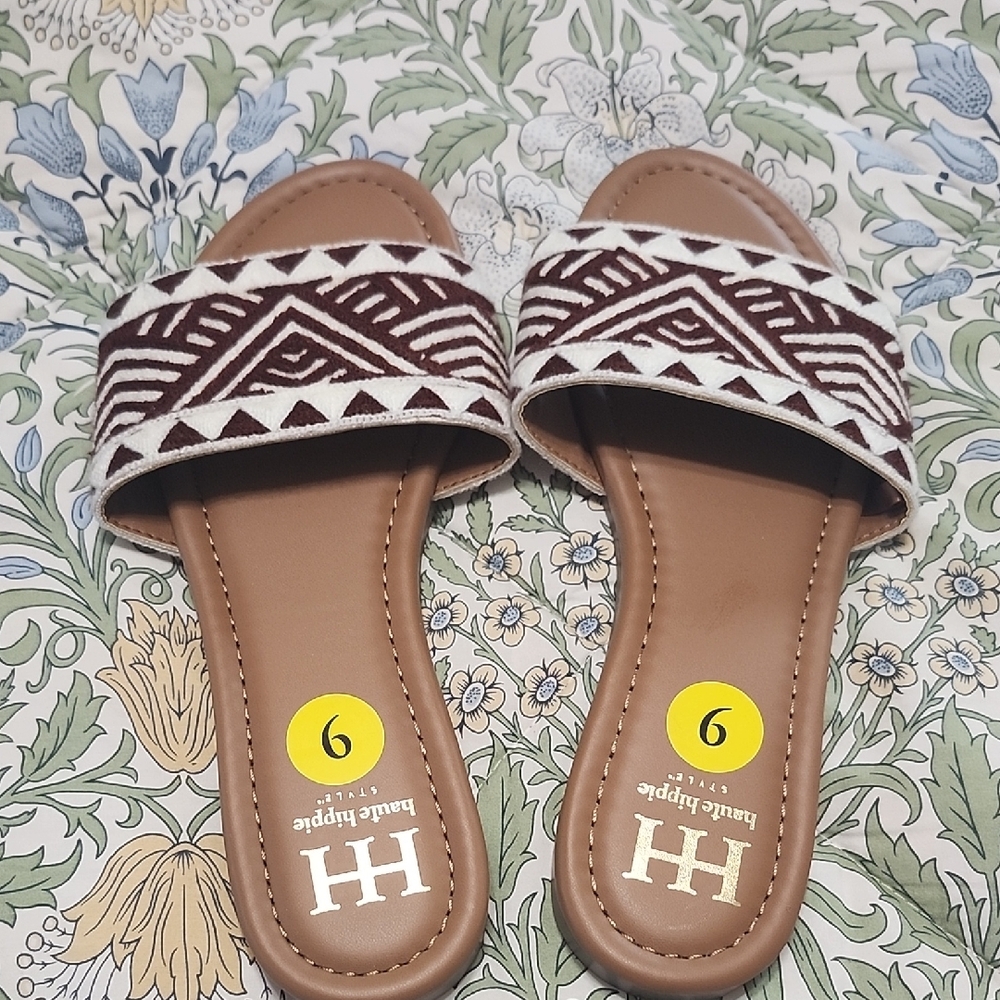 Haute Hippie Brown and White Sandals with Chic Design